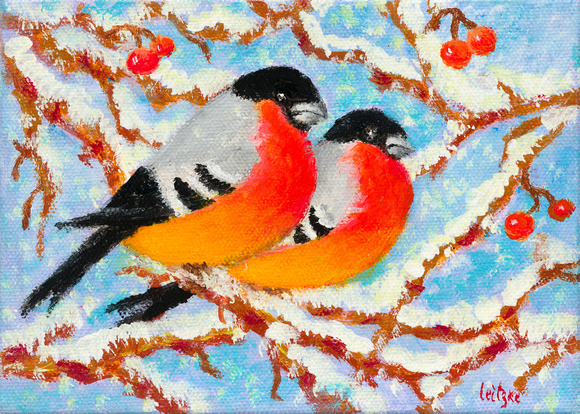 birds in winter-5x7