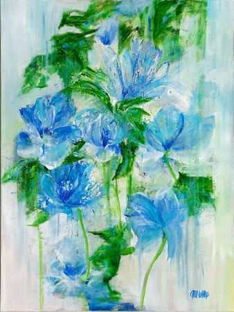 blooms on blue-30x40
